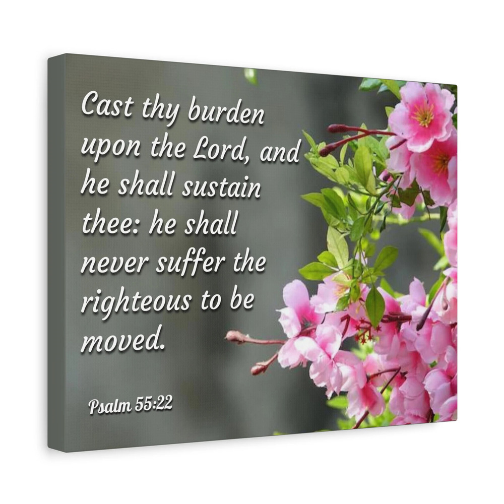 Scripture Canvas Upon The Lord Psalm 55:22 Christian Wall Art Bible Verse Print